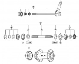 Stożek piasty przedniej Shimano HB-M665 prawy z osłonką + kontra i podkładka (3)