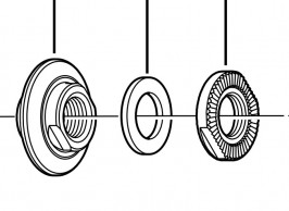 Stożek piasty przedniej Shimano HB-M665 prawy z osłonką + kontra i podkładka (1)