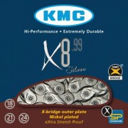 Łańcuch 8rzędowy KMC X8 X8.99 Silver/Gray Box 116o +spinka